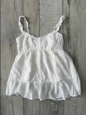 Hollister Y2k Longline Ruffle Icon Tunic Babydoll Top